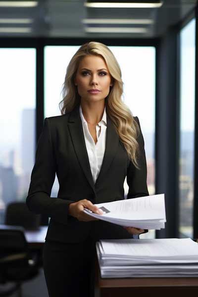 a rodney insurance agent in her office