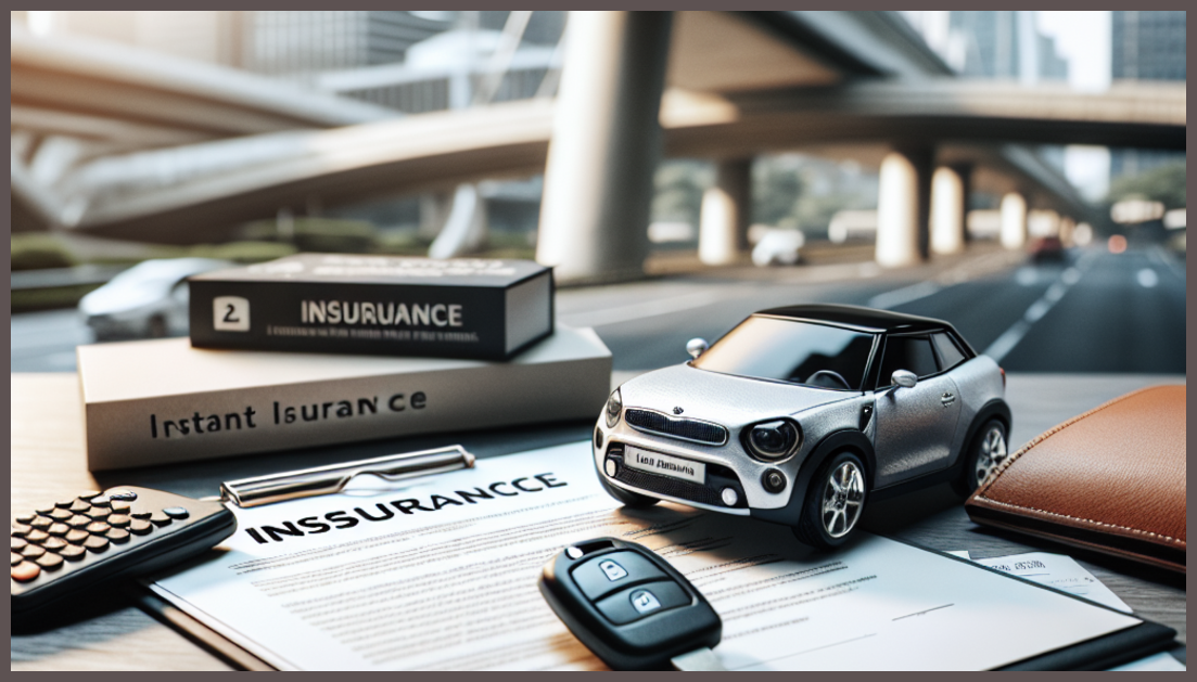 A car with insurance documents resting on a table.