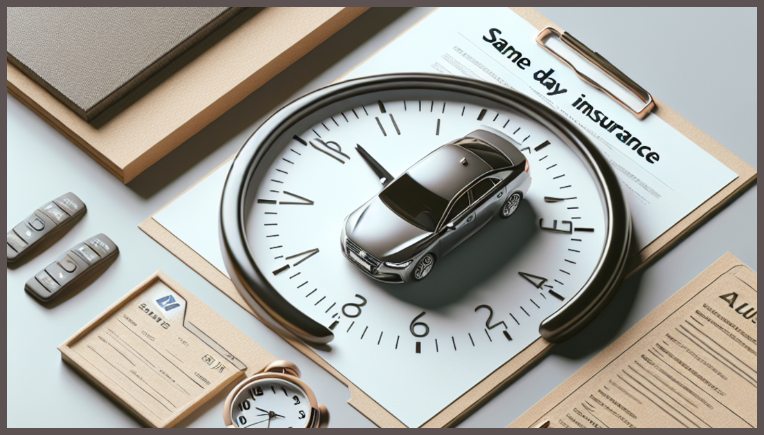 Minimalistic design symbolizing instant car insurance for new drivers.