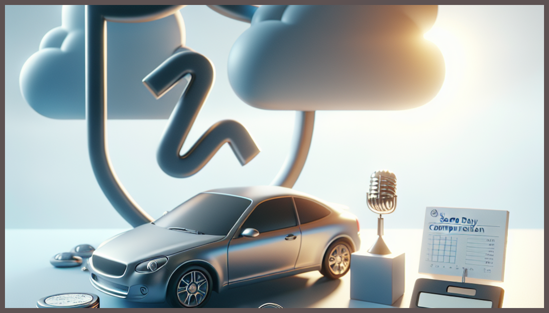 Visual representation of car insurance comparison with financial symbols.