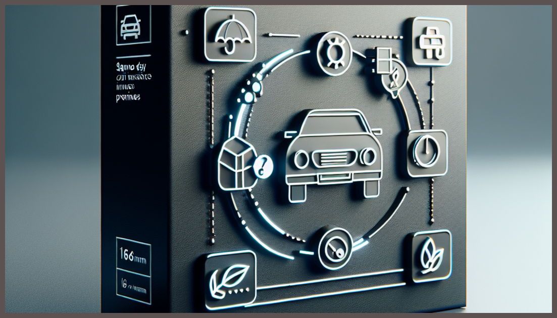 Car insurance symbols with vehicle and premium factors illustration.