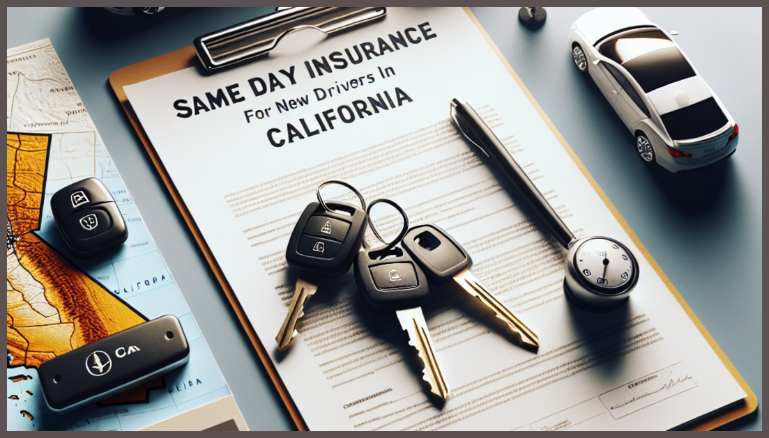 Car keys and an insurance document on a California map.