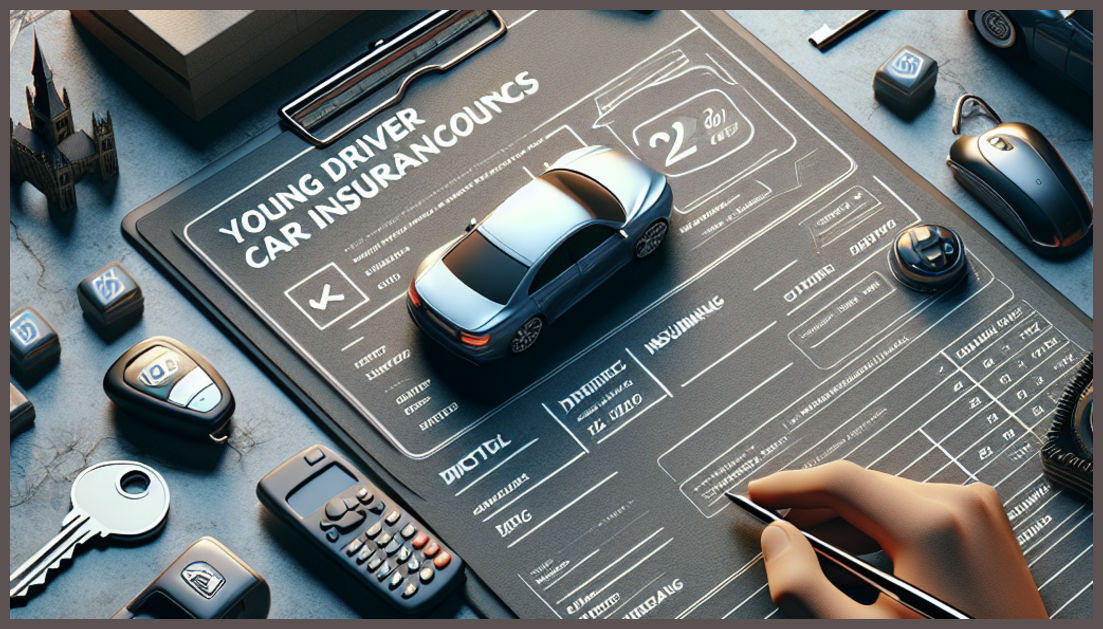 A car and insurance document symbolizing savings for young drivers