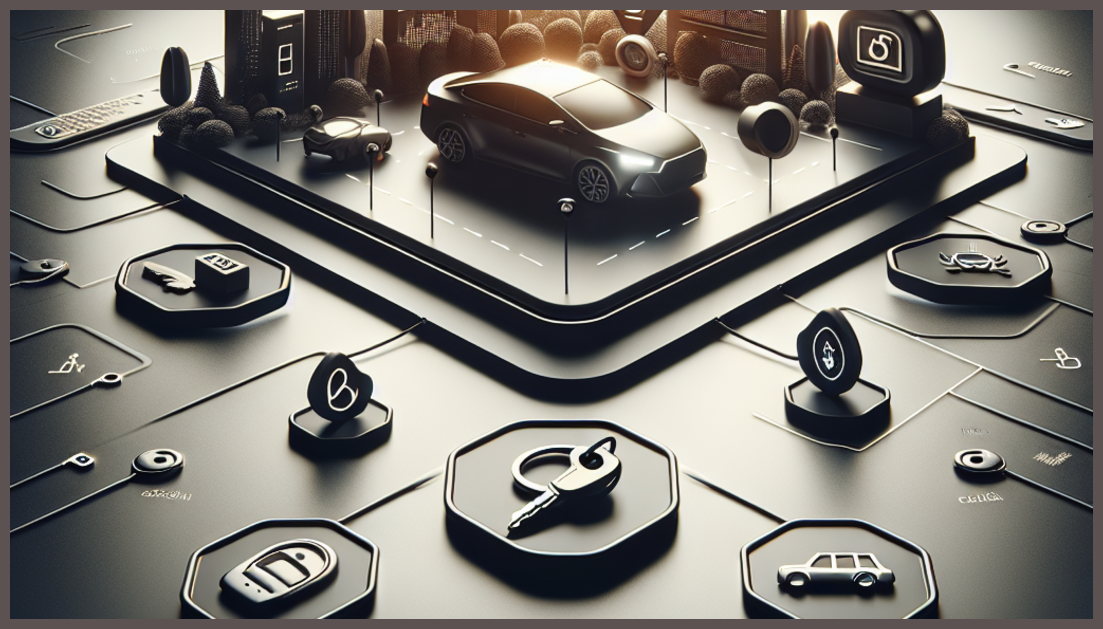 Visual representation of car insurance options with a calculation theme.