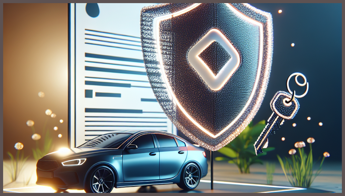 A car and a shield symbolizing insurance coverage.