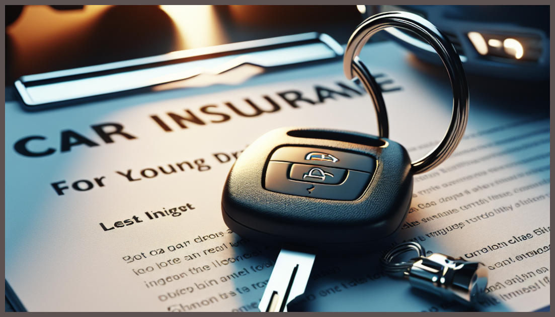 A car key on an insurance policy document symbolizing car insurance.