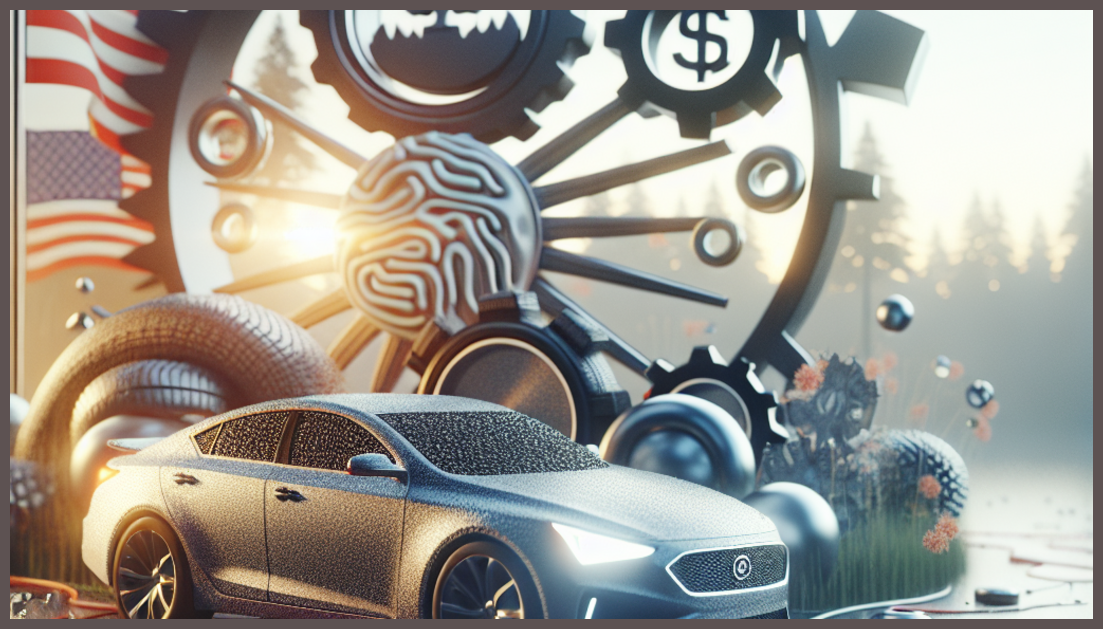 Symbolic representation of car insurance with Georgia elements.