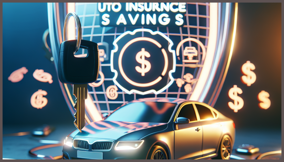 A minimalistic representation of auto insurance savings through safe driving.