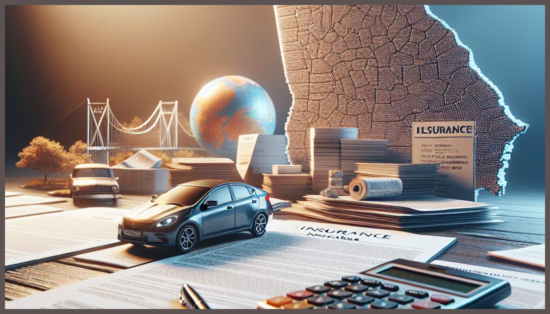 Car insurance paperwork with a Georgia map and calculator.