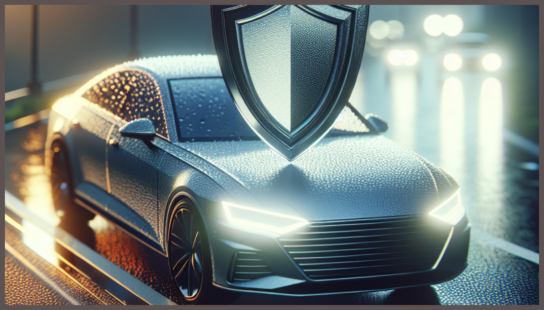 A budget-friendly car insurance concept with a car and a shield symbol.